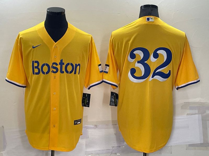 Men Boston Red Sox #32 No Name Yellow City Edition Game Nike 2022 MLB Jersey->arizona diamondback->MLB Jersey